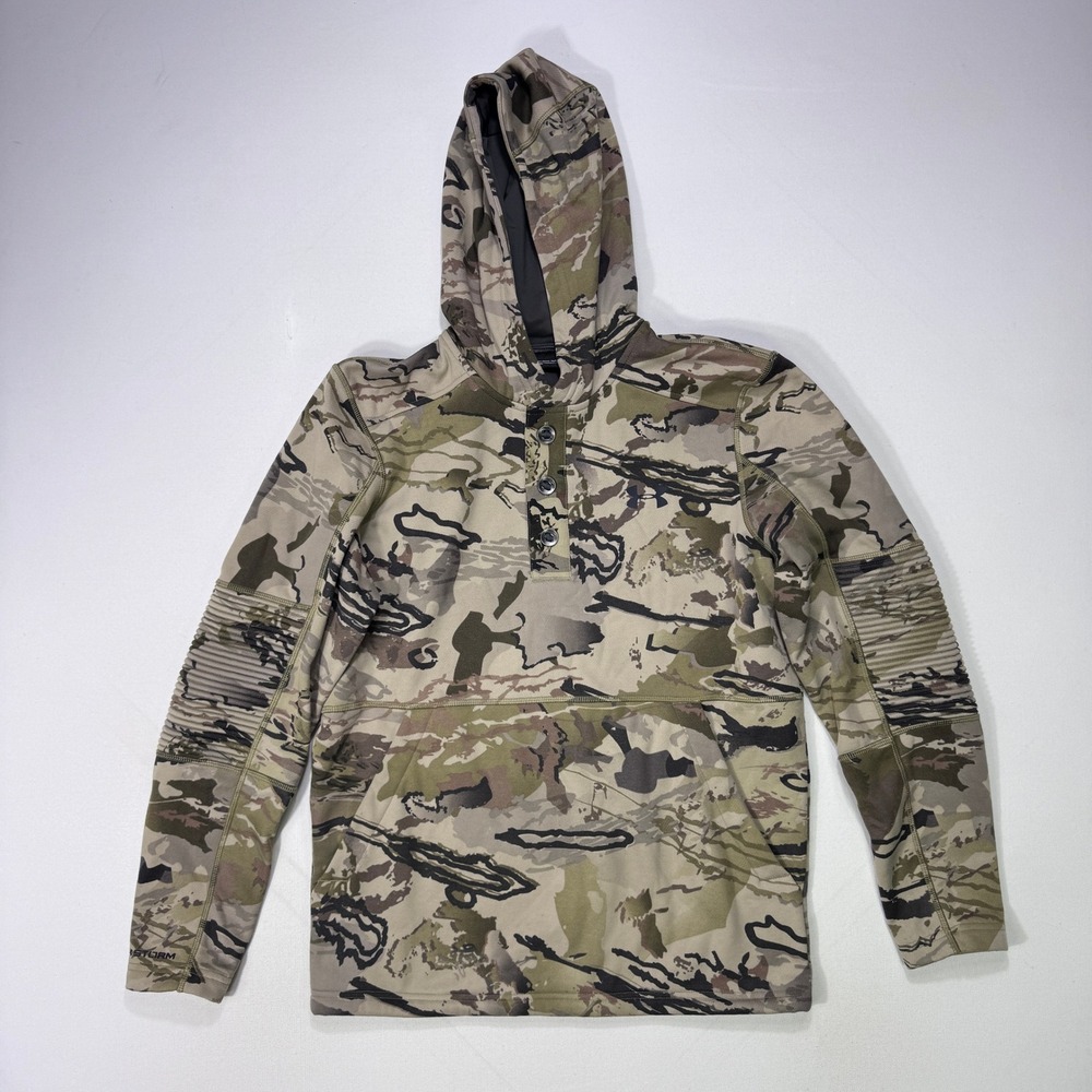 Under Armour ColdGear Camo Hoodie Mens Small 1343219 Rut Fleece Camo Henley
